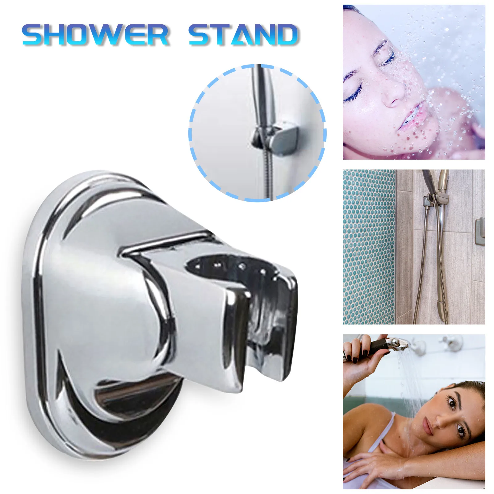 1PC Premium Wall Mounted Shower Fixed Chrome Storage Rack Head Holder Stand Angle Adjustable Bathroom Bracket | Дом и сад
