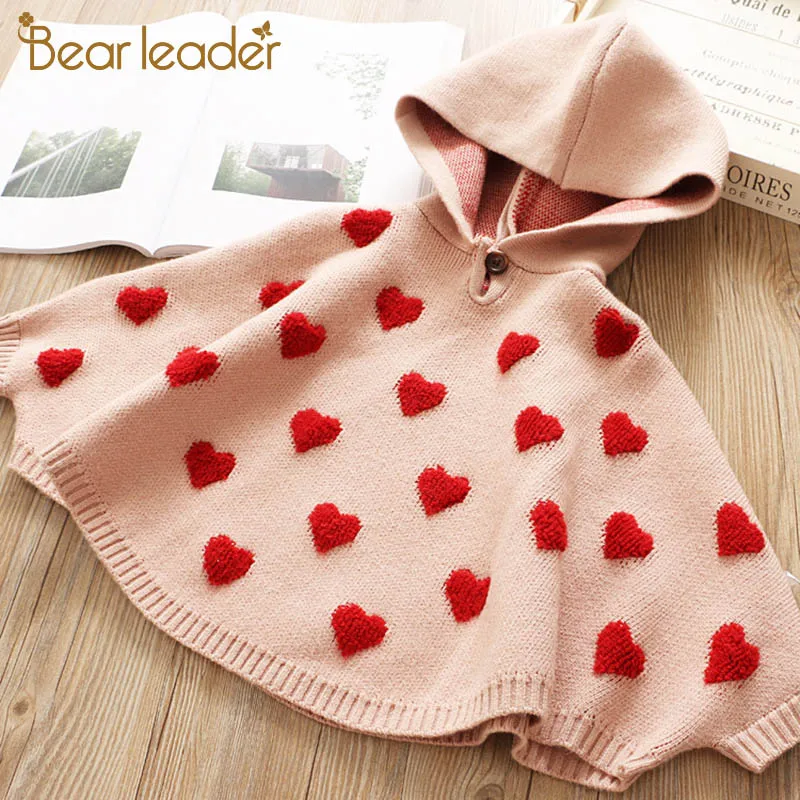 Bear Leader/Детские пальто для девочек Новинка зимняя накидка вязаное теплая куртка с