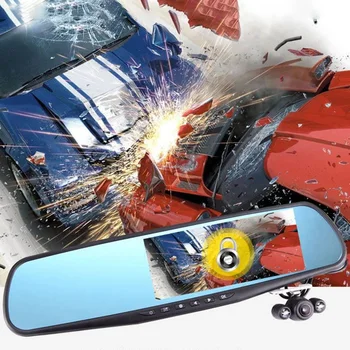 

Driving Recorder 2 Lens Car DVR Dash Cam Front Rear Mirror Camera Video Recorder GK99