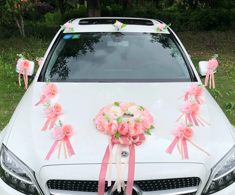 Новинка! Свадебный автомобиль Искусственные цветы украшения в форме искусственных цветов, имитация шелковые цветы для свадьбы крафт Свадебный центр цветы - Цвет: champagne-5