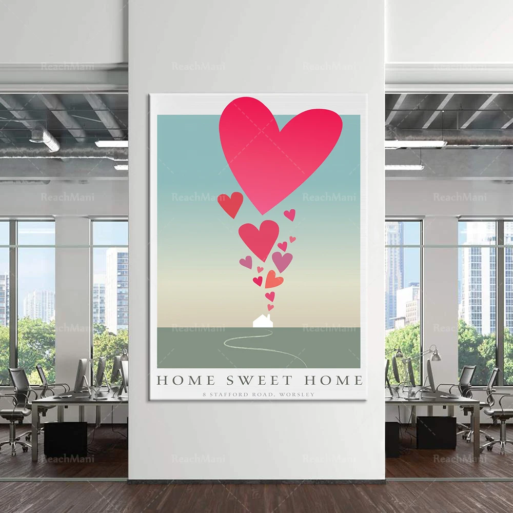 

Home Sweet Home Personalized Prints, Personalized Family Prints, Heart-shaped Illustrated Posters, Mother's Day Gifts for Daught