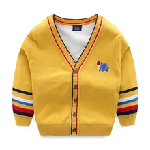 

Boys' Embroidered Cardigan Elephant Knitted Sweaters Korean Toddler Kids Autumn Knitwear Double-layer Cardigan Sweater