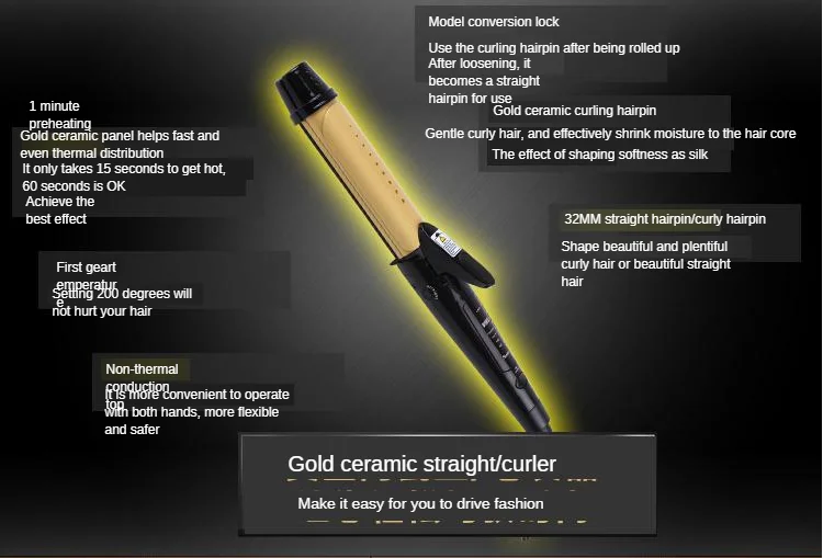 Volume/Straight Hair-in-Marcel Waver Wet And Dry Dual Purpose Pear Twisted Rolls Straight Dual Purpose Marcel Waver Expor