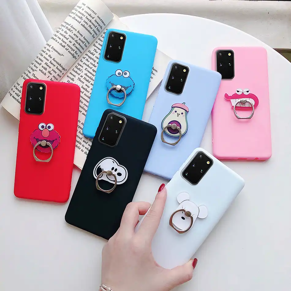 サムスンギャラクシーs5 S 5ネオs7エッジs8 S9 S10 Sプラス固体カラーかわいいシリコンソフトバック電話スタンドホルダーカバーケース 電話用緩衝材 Aliexpress