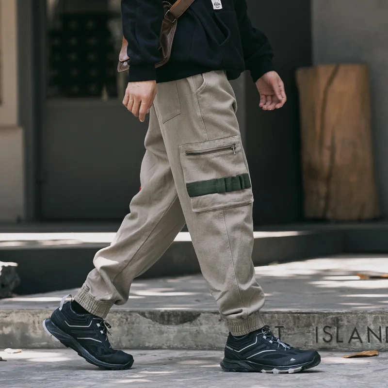 

City Where the Product Three-Color Zip Weaving Tape Bib Overall MEN'S Casual Pants Trousers Popular Brand Men's Pure Cotton Casu