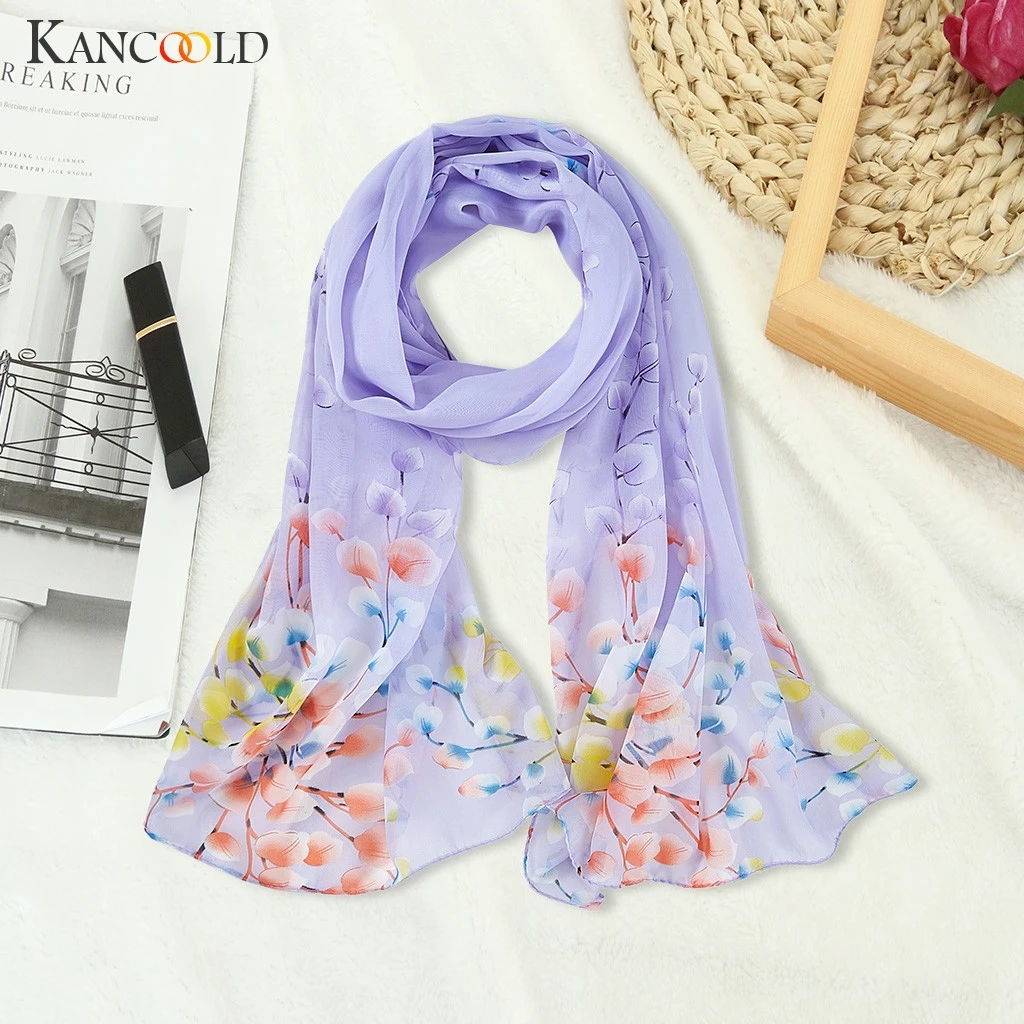 KANCOOLD, роскошный брендовый женский шелковый шарф, Пляжная накидка, шифоновый шарф с принтом, длинный шарф, пляжное полотенце, шаль
