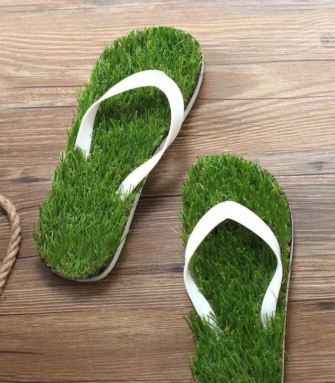 39 41 43 45 wholesale man grass flip flops sandals slippers new thick bottom platform slope beach male Lawn grass slippers