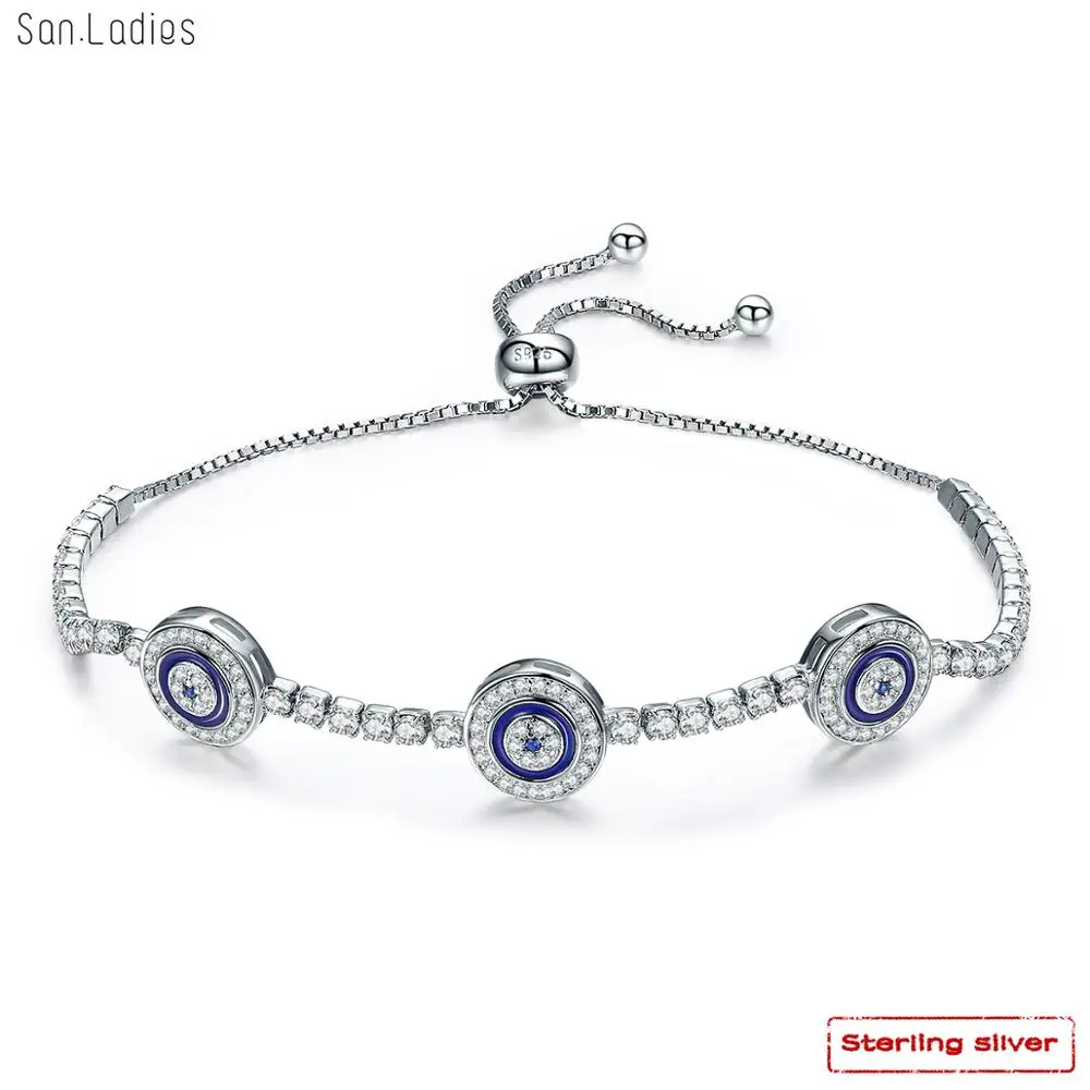 

San.Ladies Brand new Real 925 Sterling Silver bracelets fashion Women 925 Silver Jewelry adjustable size slb3501