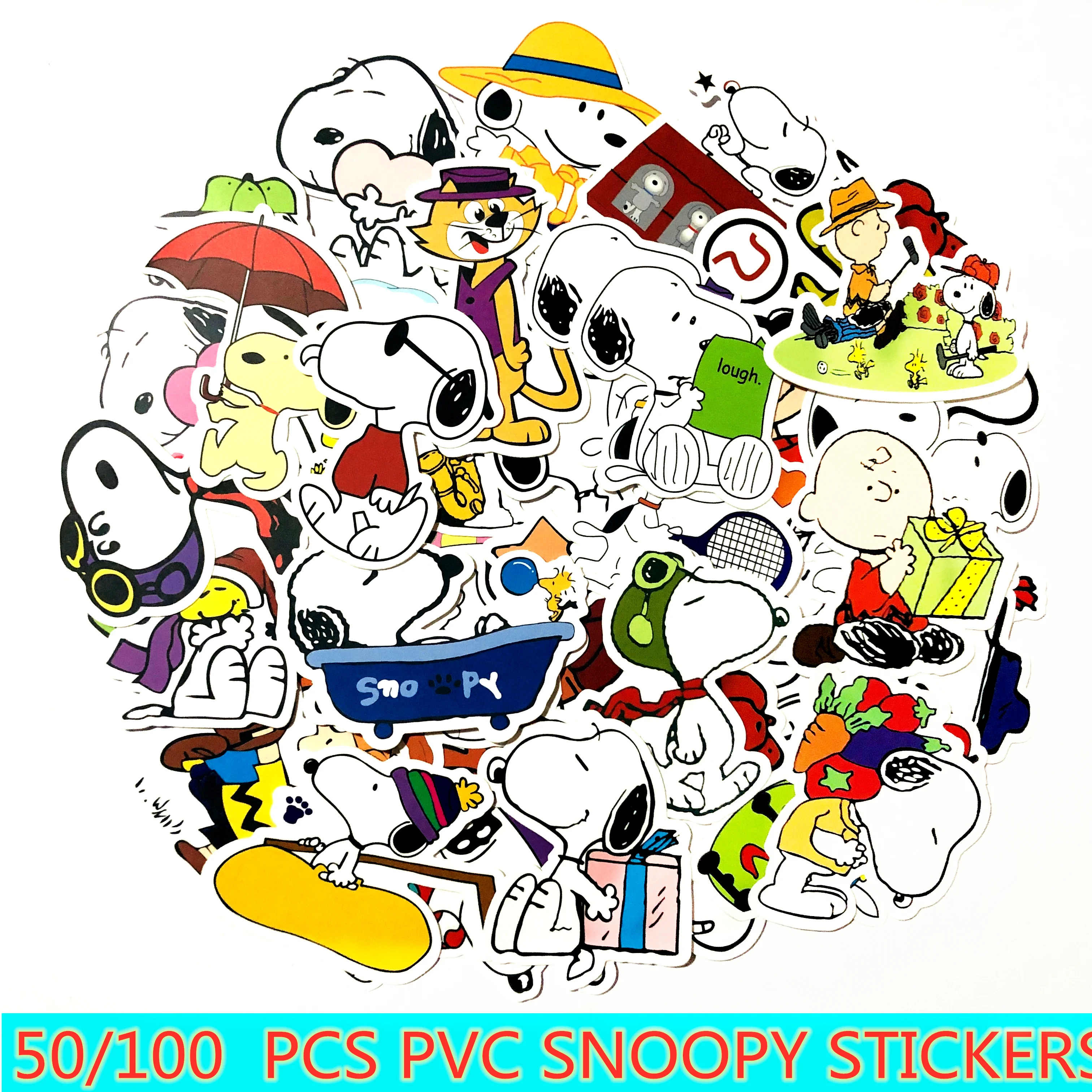 

50/100pcs cartoon Snoopy stickers For Laptop Skateboard Luggage Decal Office Toy Appliances netbook waterproof stickers