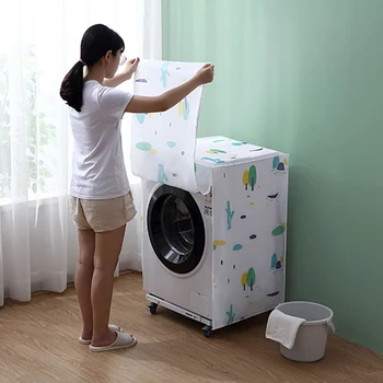 

Washing Machine Dust Cover Household Laundry Supply Simple Printed Storage Covers Washer Waterproof Dustproof Cover