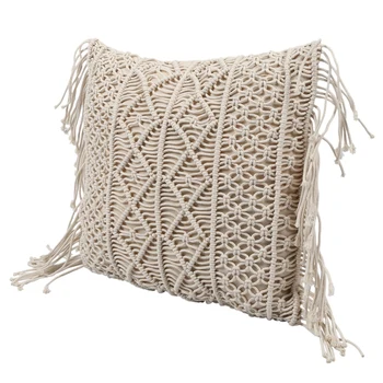 

Cotton Linen Macrame Hand-Woven Cotton Thread Pillow Covers Geometry Bohemia Cushion Covers Home Decor-B