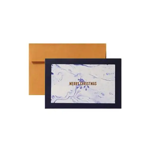 Высококачественные рождественские открытки с конвертами из скандинавского мрамора, контрастные рождественские поздравительные открытки с горячей штамповкой - Цвет: blue