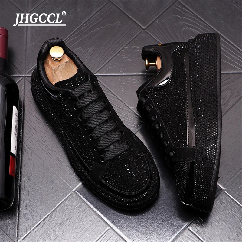 Rhinestone Luxury Designer Sneakers For Men Punk Hip Hop Platform Casual Shoes Trainers Chaussure Homme A6