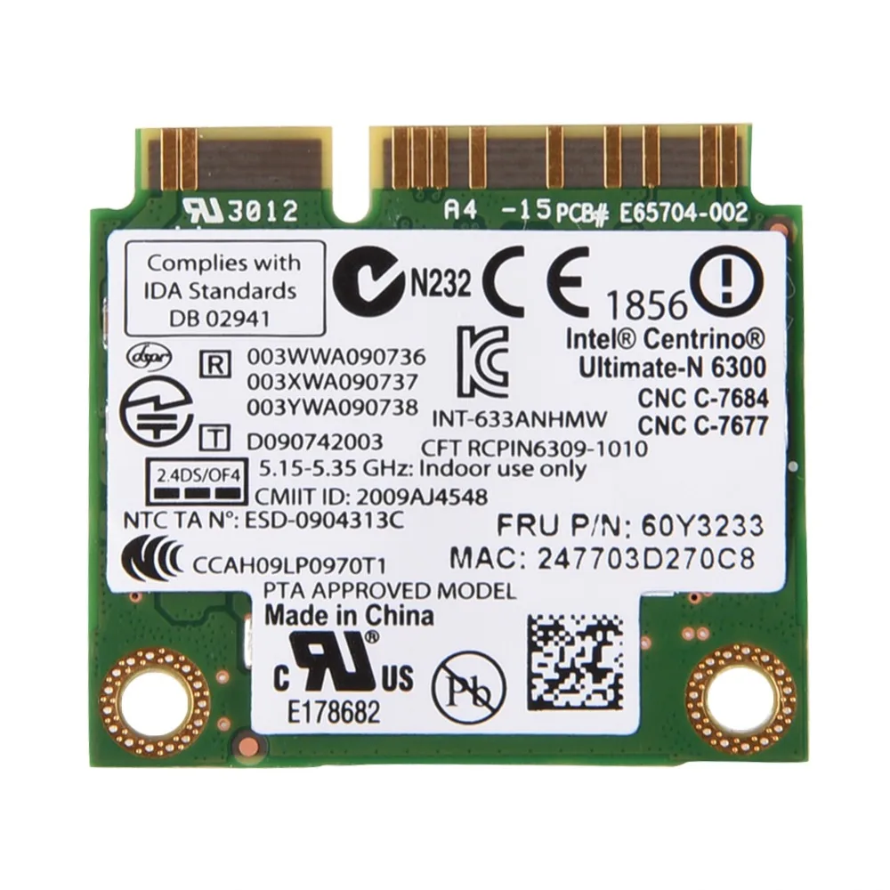 2,4/5 Гб двухполосный мини PCI-E Вай-Фай адаптер карты для lenovo для IBM для Intel 6300 СМВП Wi-Fi карта сети