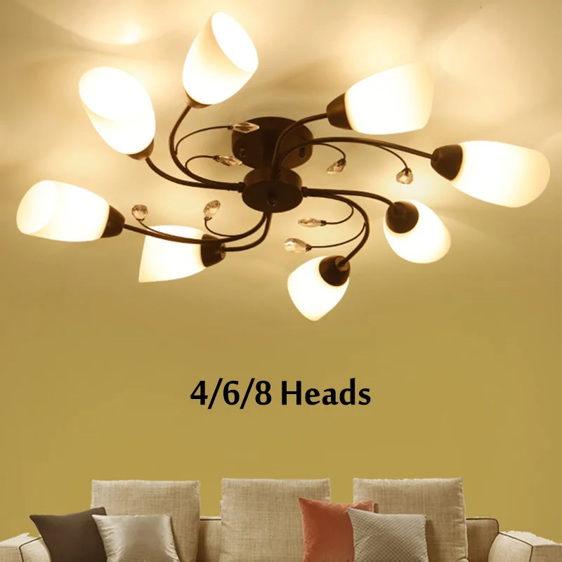 

Becornce 6/8 Heads Iron Chandelier LED Ceiling Lamp Pendant Light Lighting for Bedroom Living Room E27 220V (NOT INCLUDE BULB)
