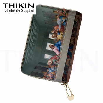 

THIKIN The Last Supper Print Waterproof Travel Passport Bag for Womn PU Travel Leather ID Card Case Bag A Gift of The Hristian