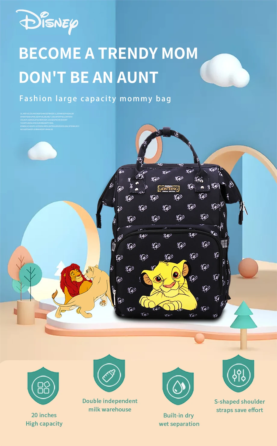 Disney Lion King Baby Diaper Bags Usb Heating Waterproof Maternity Nappy Diaper Stroller Bag Large Capacity Backpack Free Hooks Diaper Bags Aliexpress
