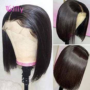 

ULilly Bob Wig Lace Front Human Hair Wigs 13x4 Short Straight Lace Front Wig 150 Density Mongolian Straight Human Hair Wigs
