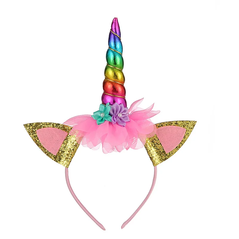 소녀 소년 생일 유니콘 파티 장식 레인보우 Unicornio 날개 머리띠 어린이 코스프레 용품 소년 소녀 베이비 샤워 장식
