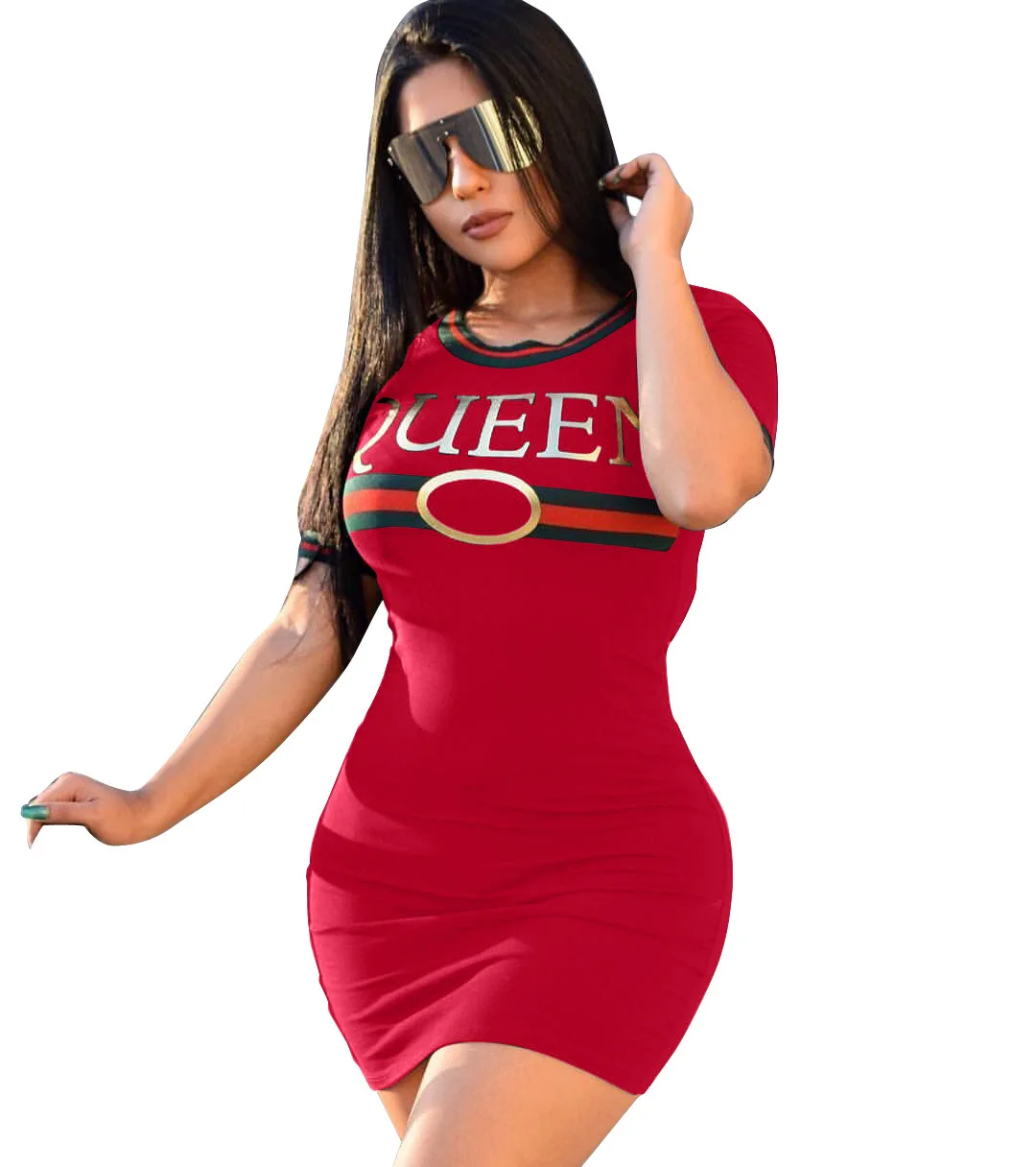 Womens Blue Round Neck Short sleeved Dress Queen Dresses Casual Elegant Sheath Slim Dress Shirt Bodycon Party Dresses Vestidos