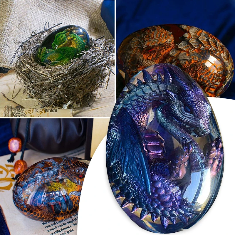 Crystal Lava Dragon Egg Resin Sculpture Ornamental Collection Decor Souvenir 