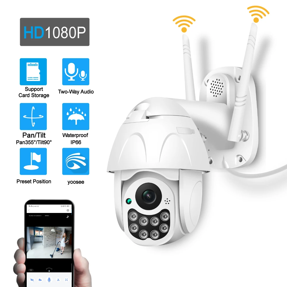 

WIFI Wireless Camera Outdoor PTZ IP Camera H.265X 1080p Speed Dome CCTV Security Camera IP66 Surveillance Camara Baby Monitor