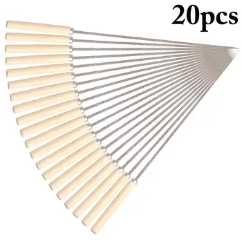 

Kapmore 20Pcs/Set Barbecue Skewer Wooden Handle Stainless Steel Kabob Skewer BBQ Stick BBQ Tools Accessories For Outdoor Camping