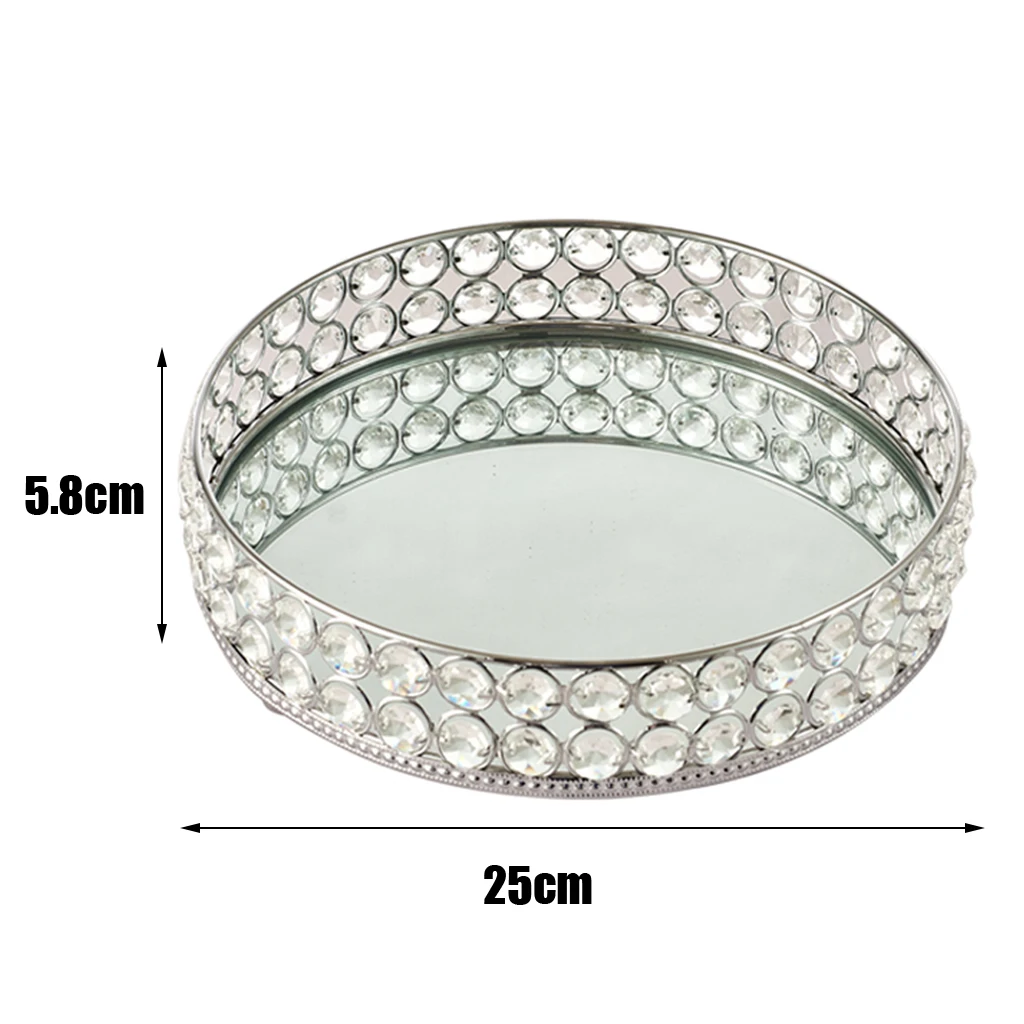 25cm Round Crystal Cosmetics Storage Tray Home Dessert Holder Snack Candy Fruit Dish Plate