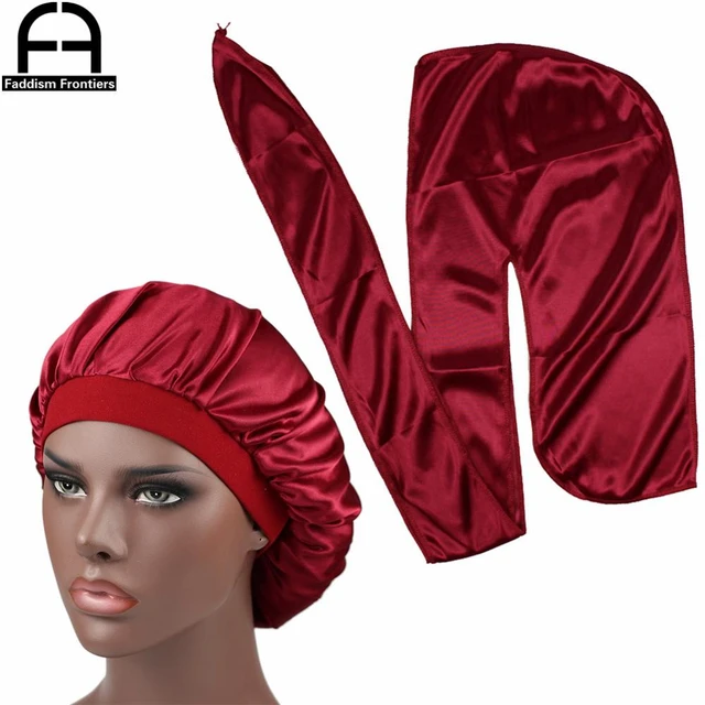 Solid Color Silk Satin Durag Cap Headwear Soft Long Tails Head Band Turban  Bonnet Waves Headwrap Hats Beanie For Men Women - AliExpress