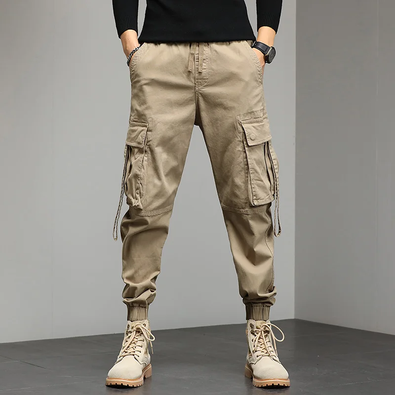 2021 Autumn Winter New Men Casual Cargo Pants Men Cotton Slim Multi Pocket High Quality Plus Size Cargo Pants Men Sports Pants khaki cargo pants Cargo Pants