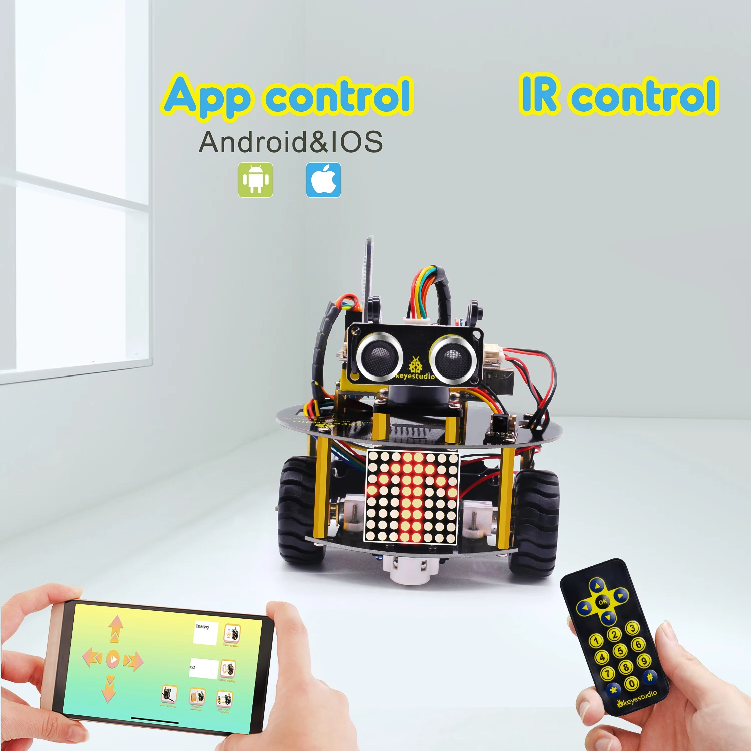 Новое обновление! Keyestudio умный маленький робот-черепаха V3.0 для Arduino Robot STEM/Поддержка IOS и Android APP управления