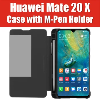 Перейти на Алиэкспресс и купить DFH MOMAX Mate20 X 5G HUAWEI M Стилус слот чехол умный флип-чехол с держателем карандаша MATE 20 X подставка флип-чехол