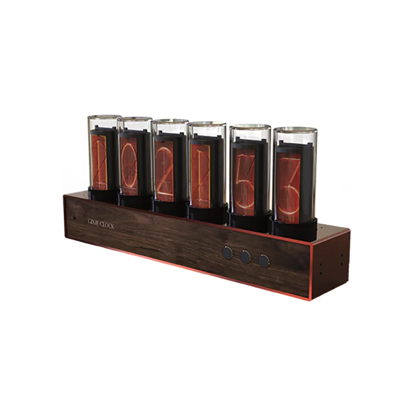 Luxury Nixie Tube Clock Wood Creative Digital Light Desk Clock Vintage Electronic Desktop Table Digital Watch Decor Gift Ideas