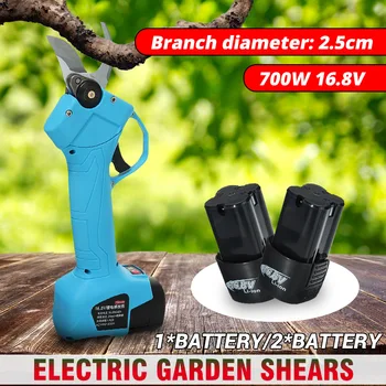 

16.8V 700W Rechargeable Electric Pruning Scissors Pruning Shears Garden Pruner Secateur Branch Cutter Cutting Tool w/ 2x Battery