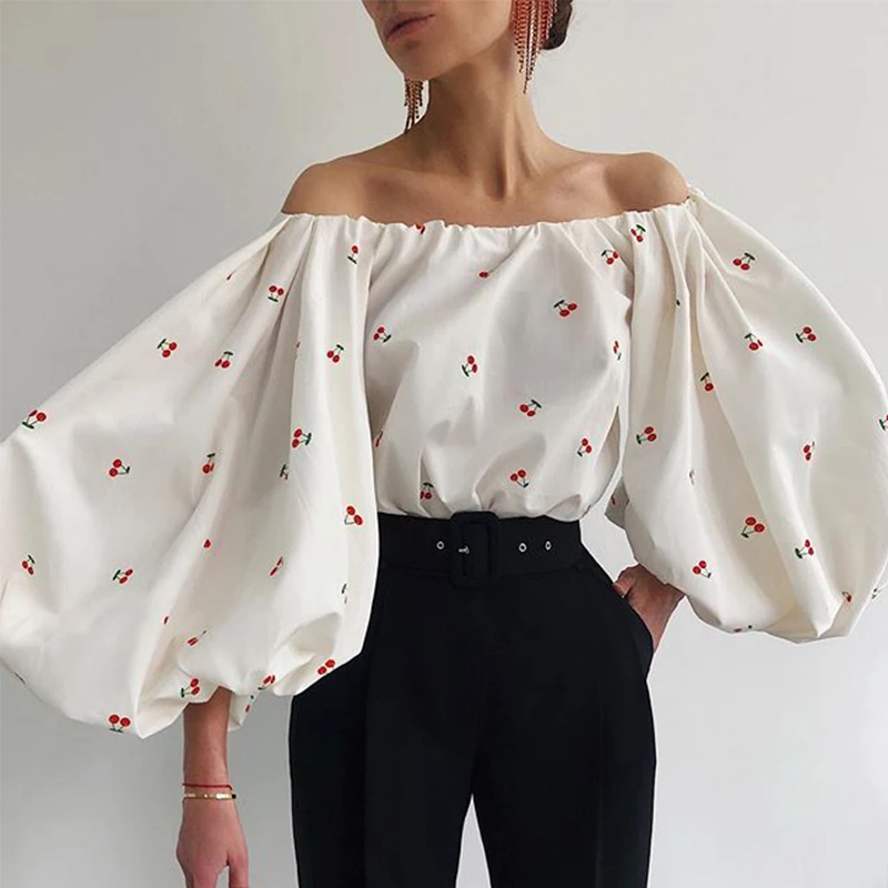 Sexy Slash Neck Print Flower Lantern Sleeve Women Summer Blouse Shirt Ladies Casual Slim Boho Harajuku Holiday Tops 2020 SJ6116E Sexy Slash Neck Print Flower Lantern Sleeve Women Summer Blouse Shirt Ladies Casual Slim Boho Harajuku Holiday Tops 2020 SJ6116E