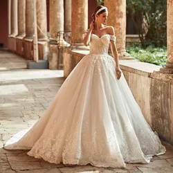 Vestidos De Novia Ball Gown Wedding Dress Off the Shoulder Princess Robes De Mariage Lace Up Back Luxury Trouwjurk Bride Wear