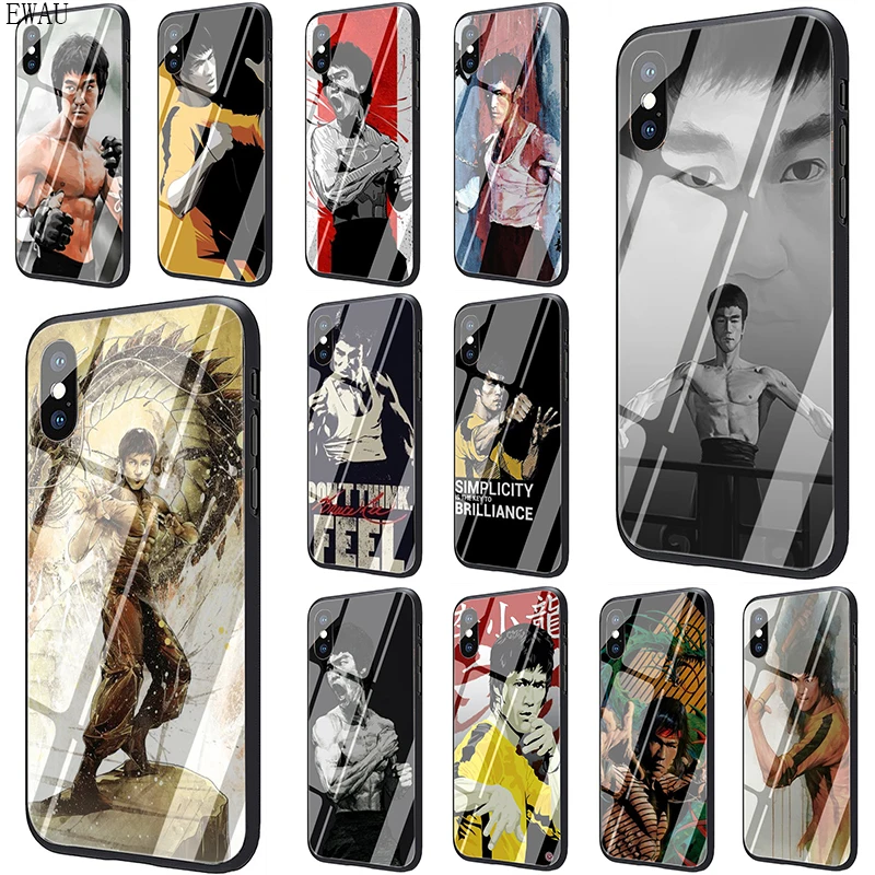 

EWAU Bruce Lee Film Kung Fu Star Tempered Glass phone case for iphone 5 5s SE 6 6s 7 8 plus X XR XS 11 pro Max