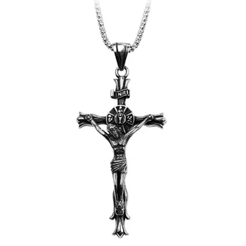 

6pcs European and American Fashion Retro Christian Crucifix Cross Pendant Necklace Religious Belief Men Necklaces T-186