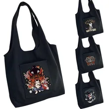 Shopping Bag Women's Bag Canvas Bag Fashion Japanese Animation Samurai Printing One-shoulder Pure Cotton Shopper Tote Bag