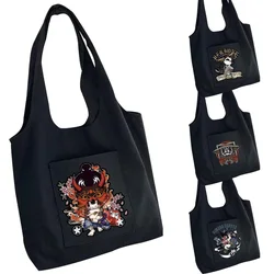 Shopping Bag Women's Bag Canvas Bag Fashion Japanese Animation Samurai Printing One-shoulder Pure Cotton Shopper Tote Bag