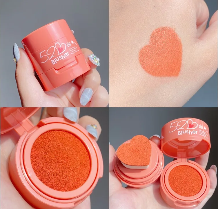 

Air Cushion Face Blusher Heart Shape Shimmer Blush Rouge Easy To Wear Natural Face Contour Blush MakeUp Cheek Blusher Cosmetic