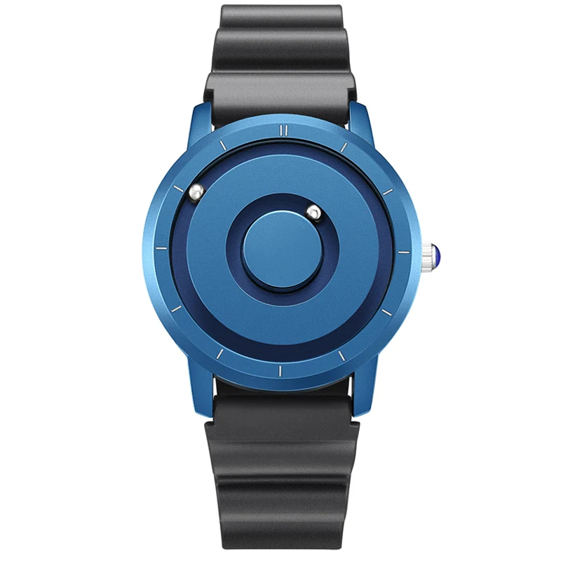 Blue Black Creative Креативные серебряные часы черные магнитные бусины циферблат металлические многонациональные часы мужской модный, с резиновым ремешком Мужские спортивные часы - Цвет: Blue Black Creative