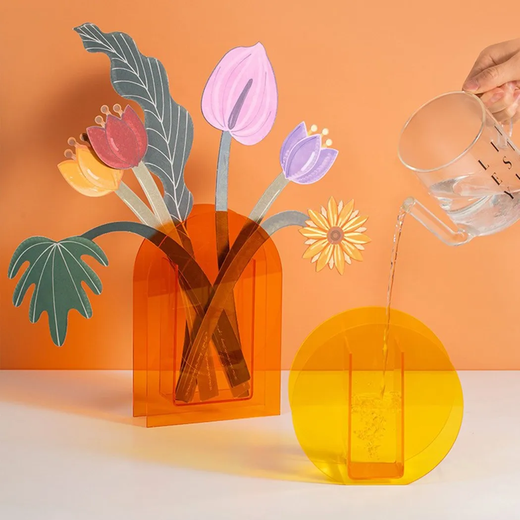 Fashion Acrylic Vase Dazzle Colorful Flower Decor Ornaments Small Creativity Home Living Room Decoration Nordic | Дом и сад