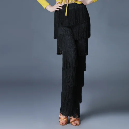 Adult Latin Dance Pants Fringe Dance Top Ballroom Dance  Samba Salsa Dance  Tassels Trousers Performance Clothes pants silk fabric