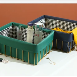 Cesta de almacenamiento de cuero para cosméticos, mesa de centro, caja de almacenamiento de escritorio, tipo cajón, lujo ligero