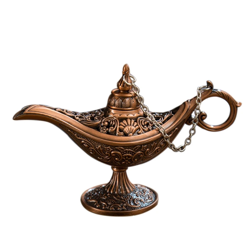 Retro Traditional Hollow Out Fairy Tale Magic Lamp Tea Pot Genie Lamp Vintage Toy For Home Decorations
