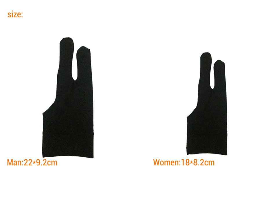 장갑 드로잉 및 펜 그래픽 태블릿 패드 가정용 장갑 두 손가락 오염 방지 장갑 아티스트 오른손 왼손 블랙