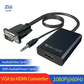 

GCX VGA to HDMI Converter With Audio 1080P VGA2HDMI Video Adaptor For PC to HDTV Projector VGA Male to HDMI Female TV Adapter