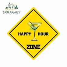 EARLFAMILY 13cm x 13cm for Happy Hour Zone Funny Metal Novelty Sign Funny Car Stickers Bumper Trunk Truck Graphics JDM Vinyl