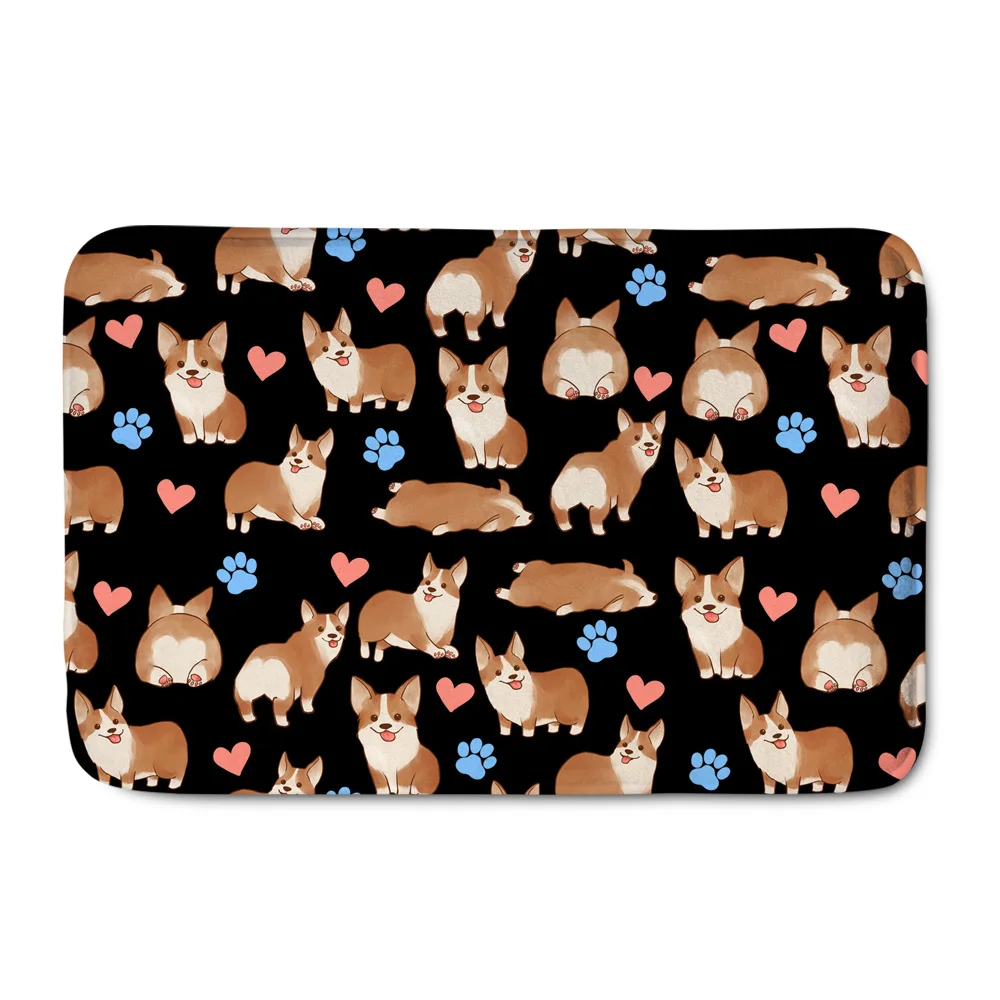 Upetstory Cute Corgi Pattern Welcome Mats For Front Door Water